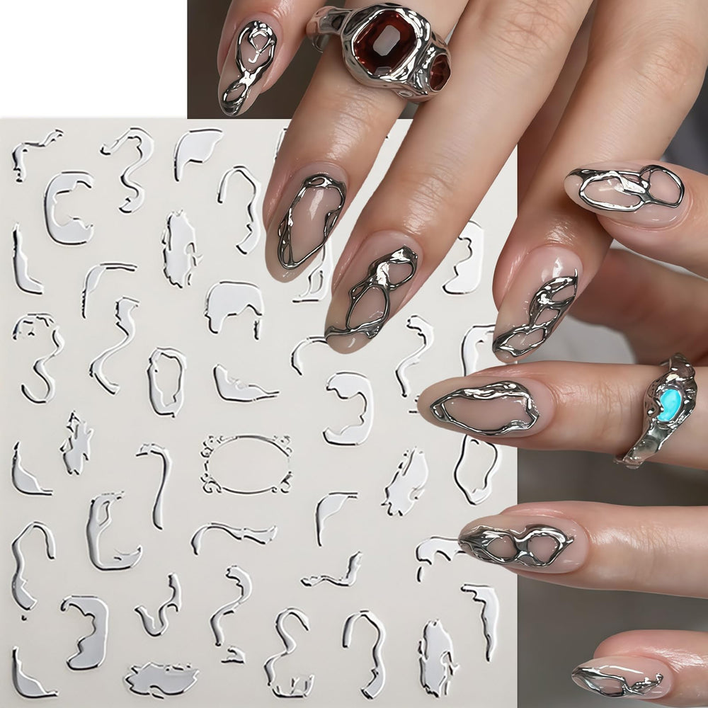 Quezadyl silver line stickers deliver crisp, modern accents with holographic shine.