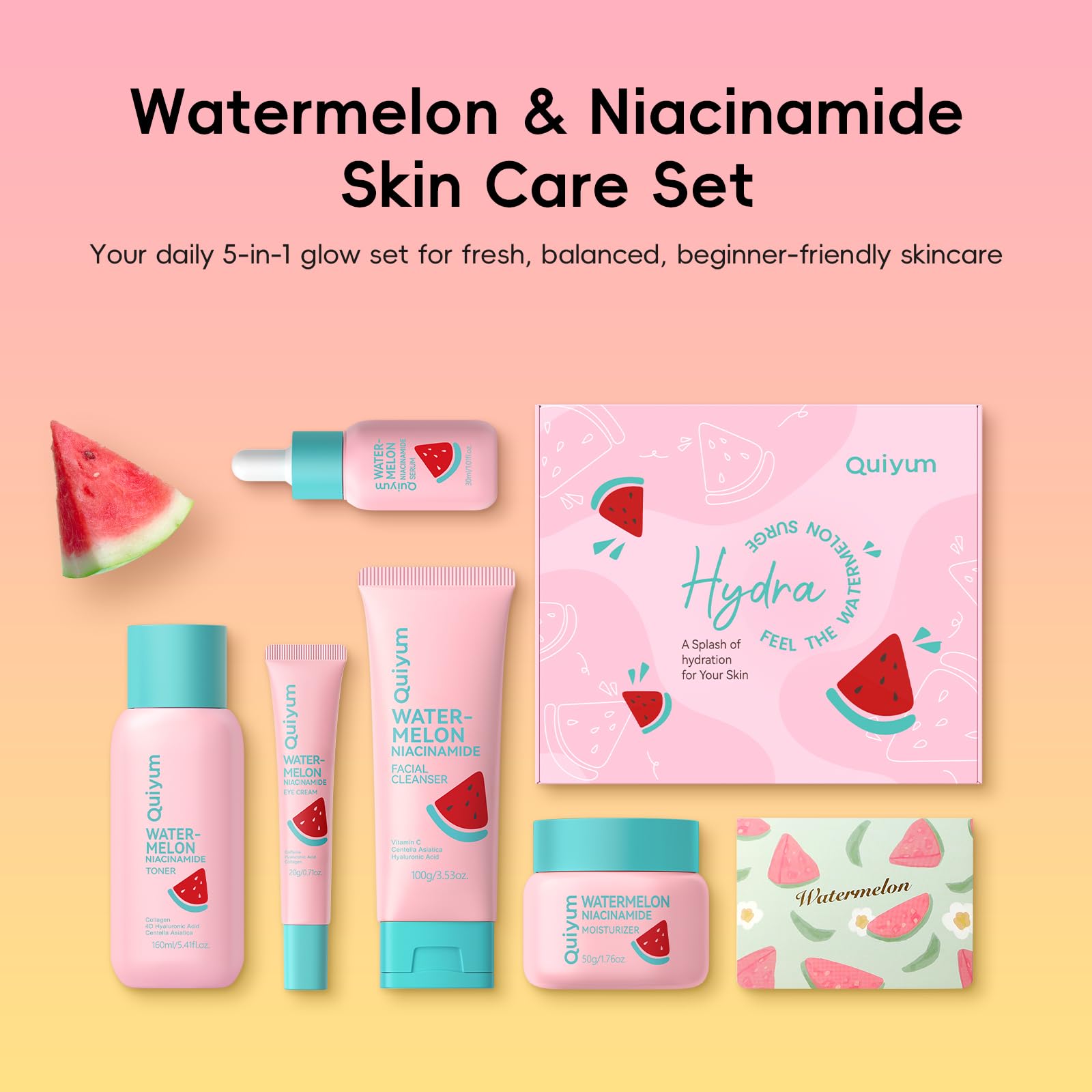 QUIYUM Watermelon Cleanser bottle, gentle lather for clean skin