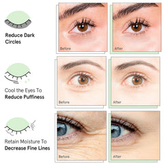 Close-up of QUIA Hydrogel Eye Patches highlighting collagen-infused hydration.
