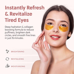 QUIA Hydrogel Eye Patches applied under eyes during routine for depuff.
