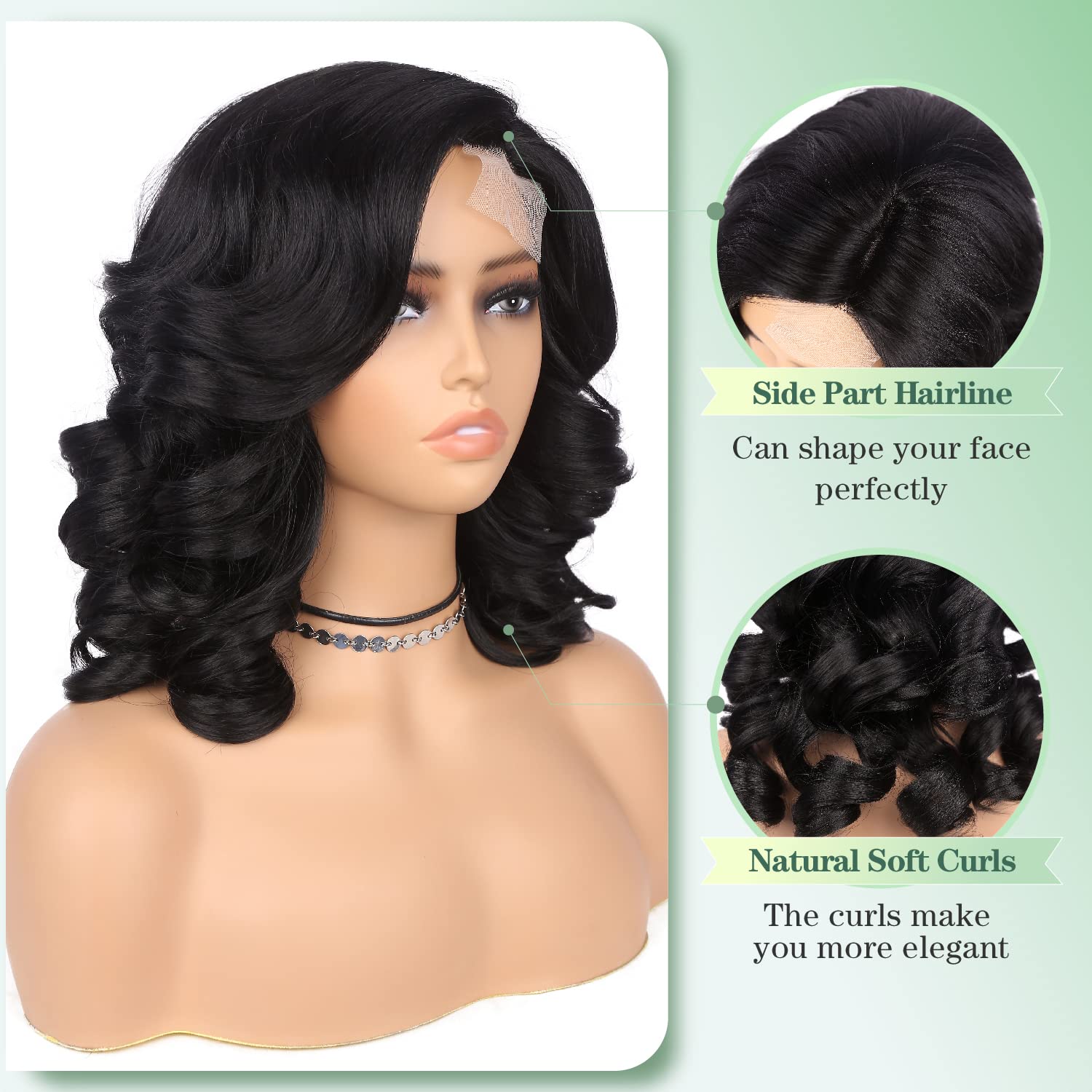 Quickwig glueless lace-part front wig closeup highlights natural melt with skin for seamless look.