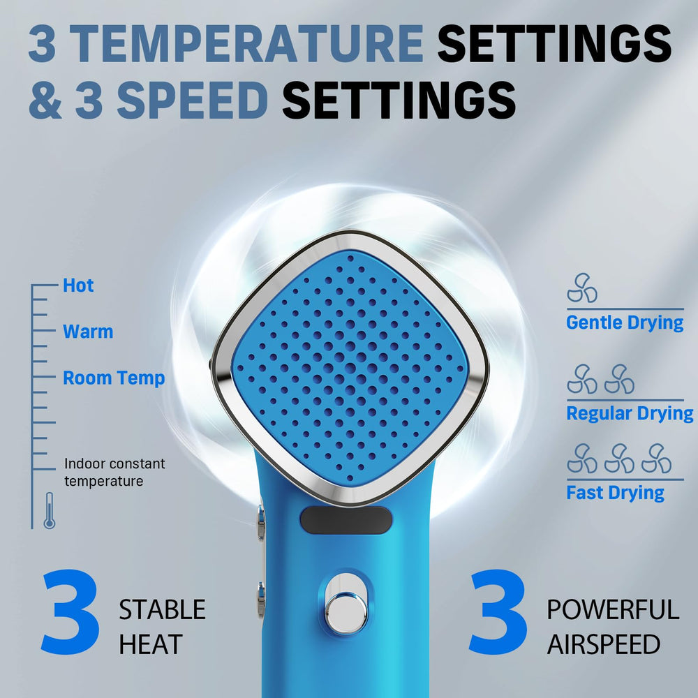 Quico control panel image highlights 3 heat levels and 3 speeds for versatile styling.