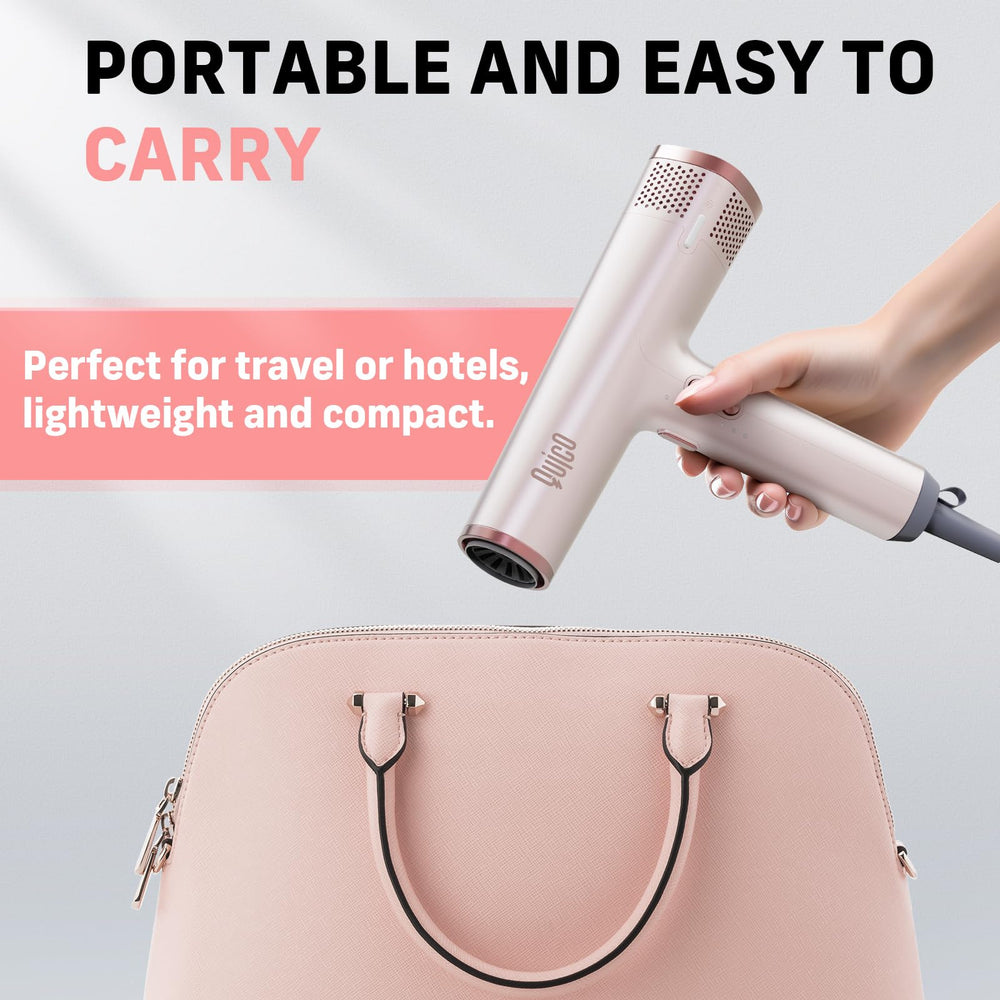 QUICO included nozzle set and washable filter for versatile styling.