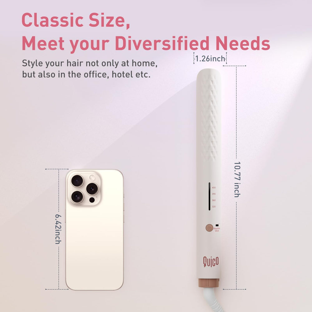 Quico Hair Straightener 15-second heat-up delivers quick ready-to-style results.