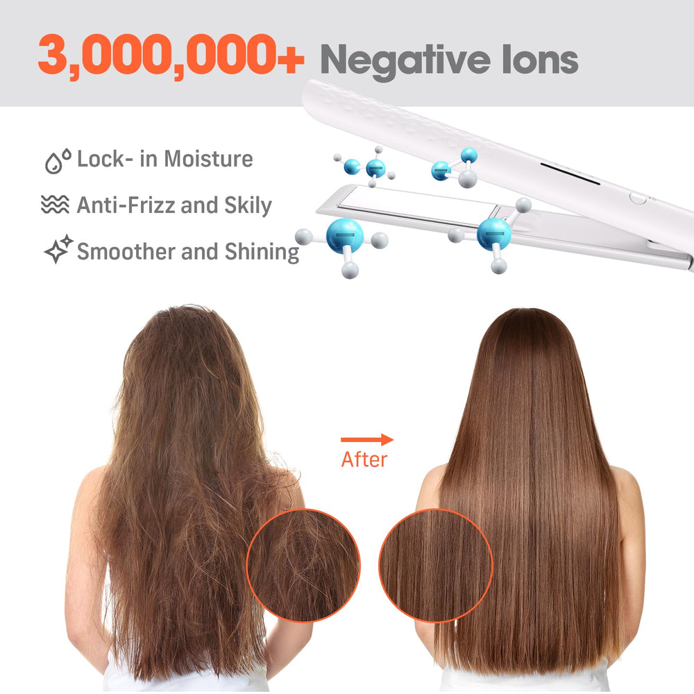 Quico straightener close-up on ceramic plates for silky, frizz-free results