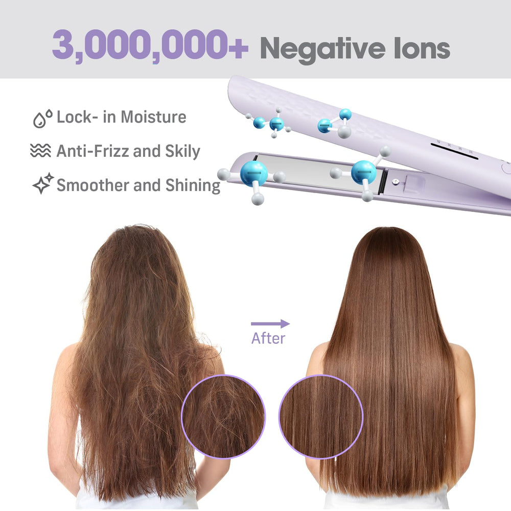 Quico hair straightener with ceramic-tourmaline plates for smoother results