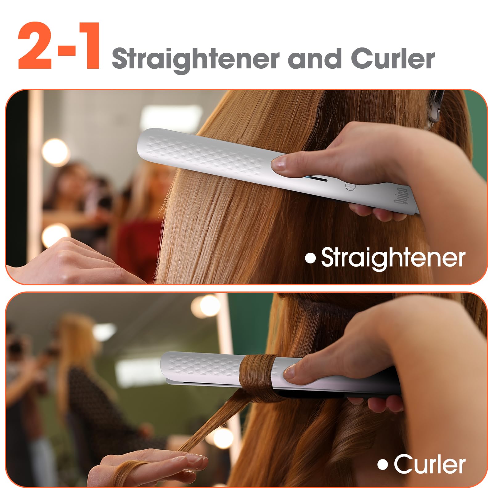 Quico hair straightener glove and clips demonstrate safe, ergonomic styling on the go