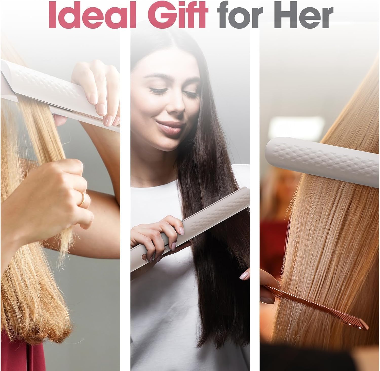 Quico Hair Straightener glove and clips included for safe, precise styling.