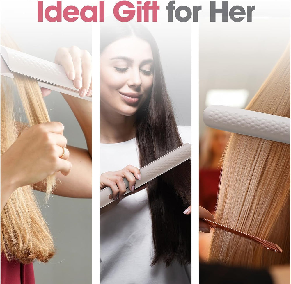 Quico Hair Straightener glove and clips included for safe, precise styling.