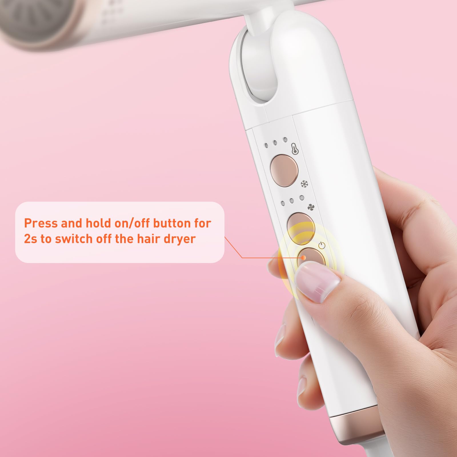 QUICO travel hair dryer three-heat, three-speed settings support versatile styling