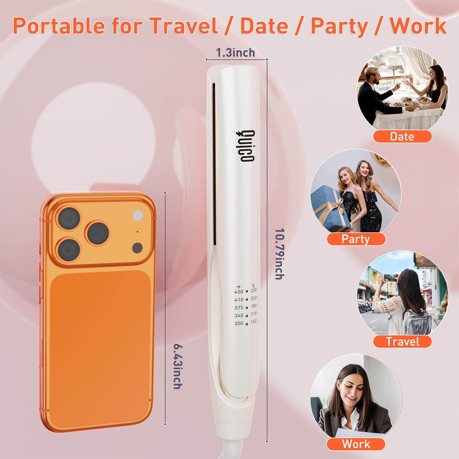 QUICO Upgrade Hair Straightener dual-voltage design for international travel convenience.