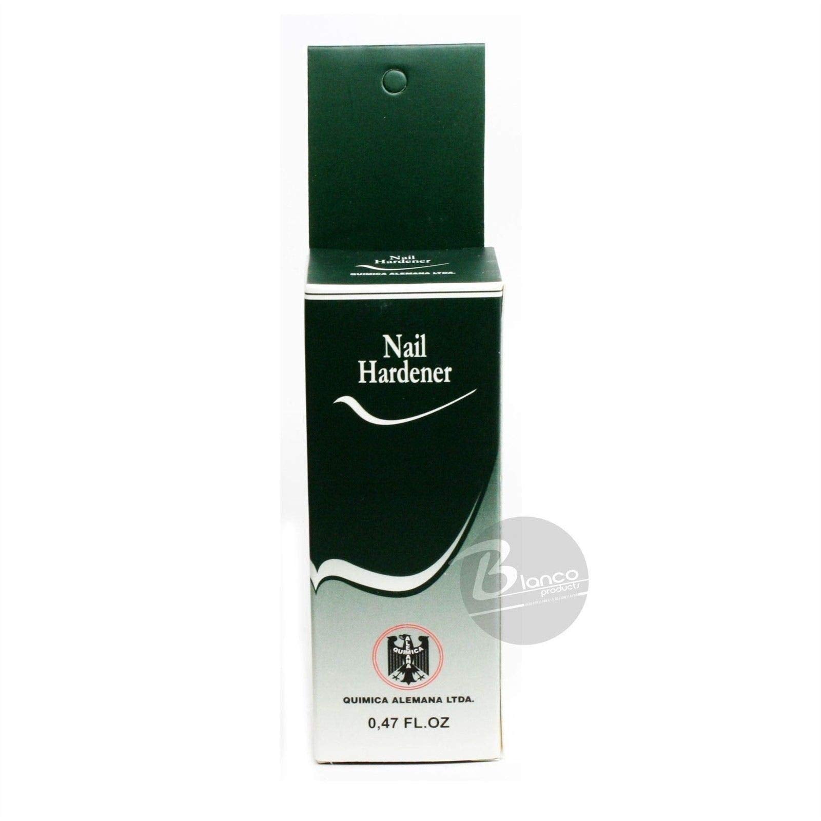 Química Alemana Nail Hardener amber liquid close-up for nourishing at-home care
