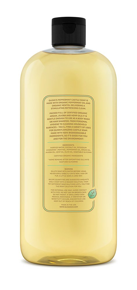 Quinn's 32oz bottle on sink highlights convenient, dilutable concentrate.