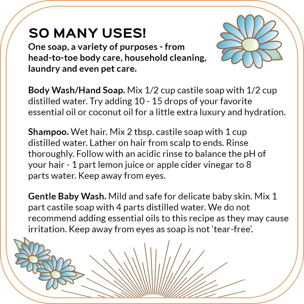 Quinn's Pure Castile unscented for household cleaner and degreaser.