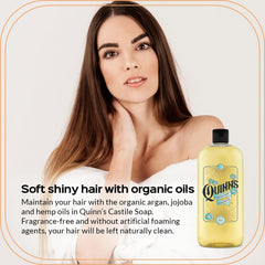 Quinn's Pure Castile unscented lather for body wash and more.