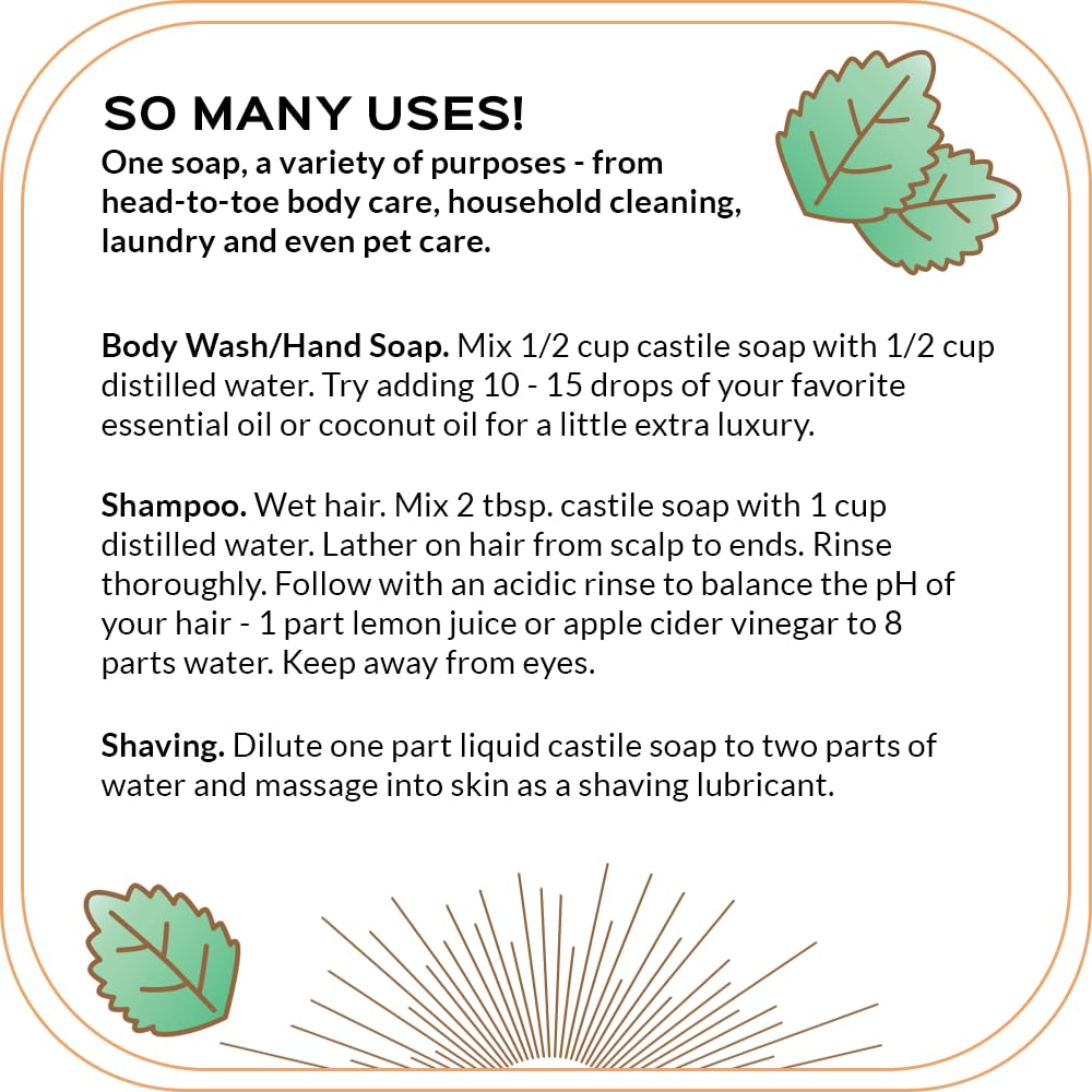 Quinn's Pure Castile Peppermint foamy-lather shows rich moisturizing lather.