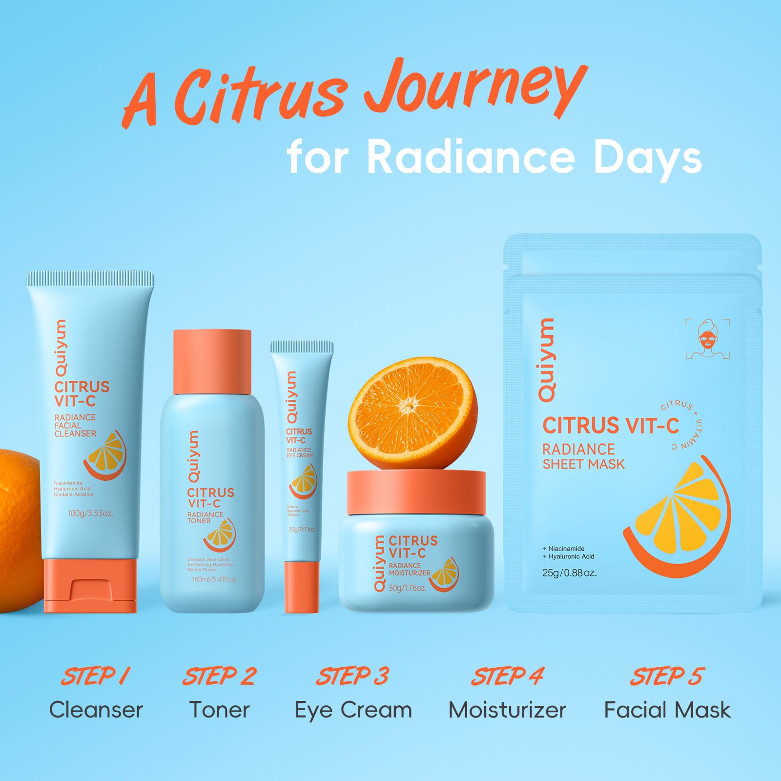 QUIYUM Citrus VC Moisturizer jar—light hydration that supports skin barrier and daily comfort.