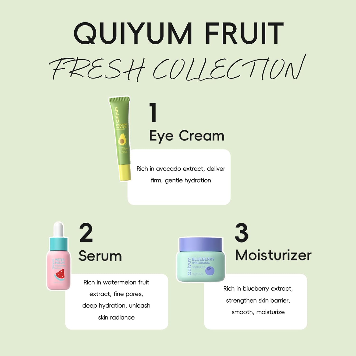 QUIYUM eye cream tube targets the under-eye area with hydration