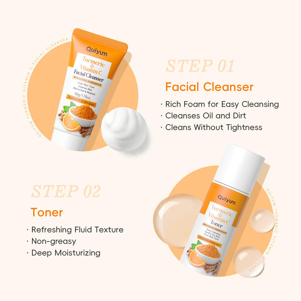 QUIYUM Turmeric Vitamin C Set serum bottle for radiant skin and hydration