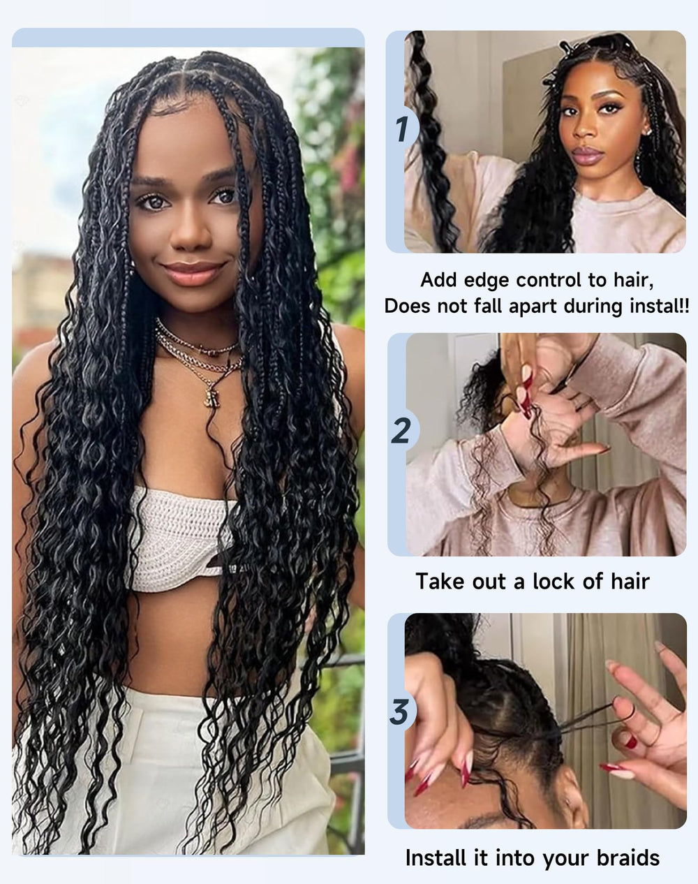 Qulueo natural color bundle waves on model realistic everyday sophistication