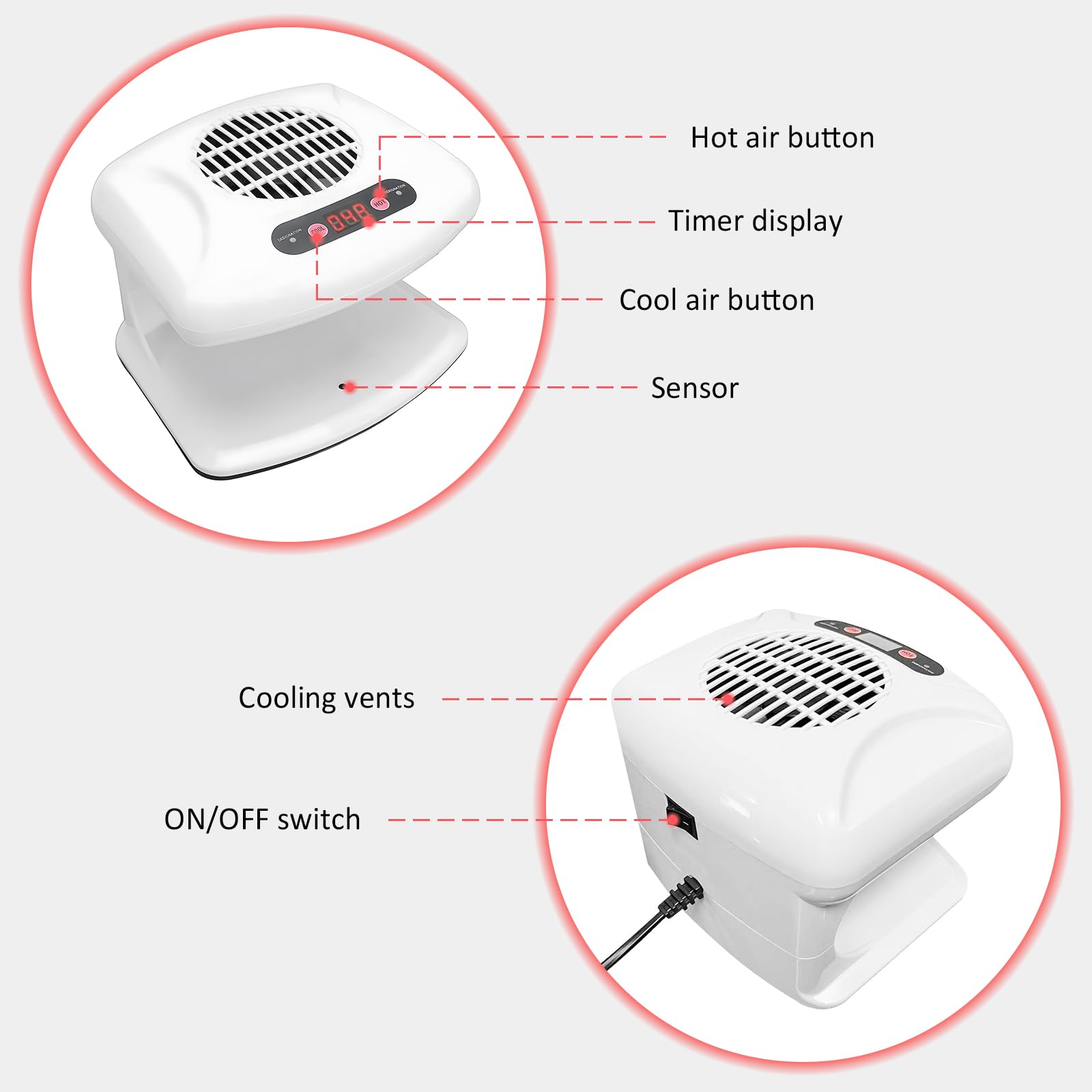 QUTUNI nail dryer compact-design fits small spaces on vanity