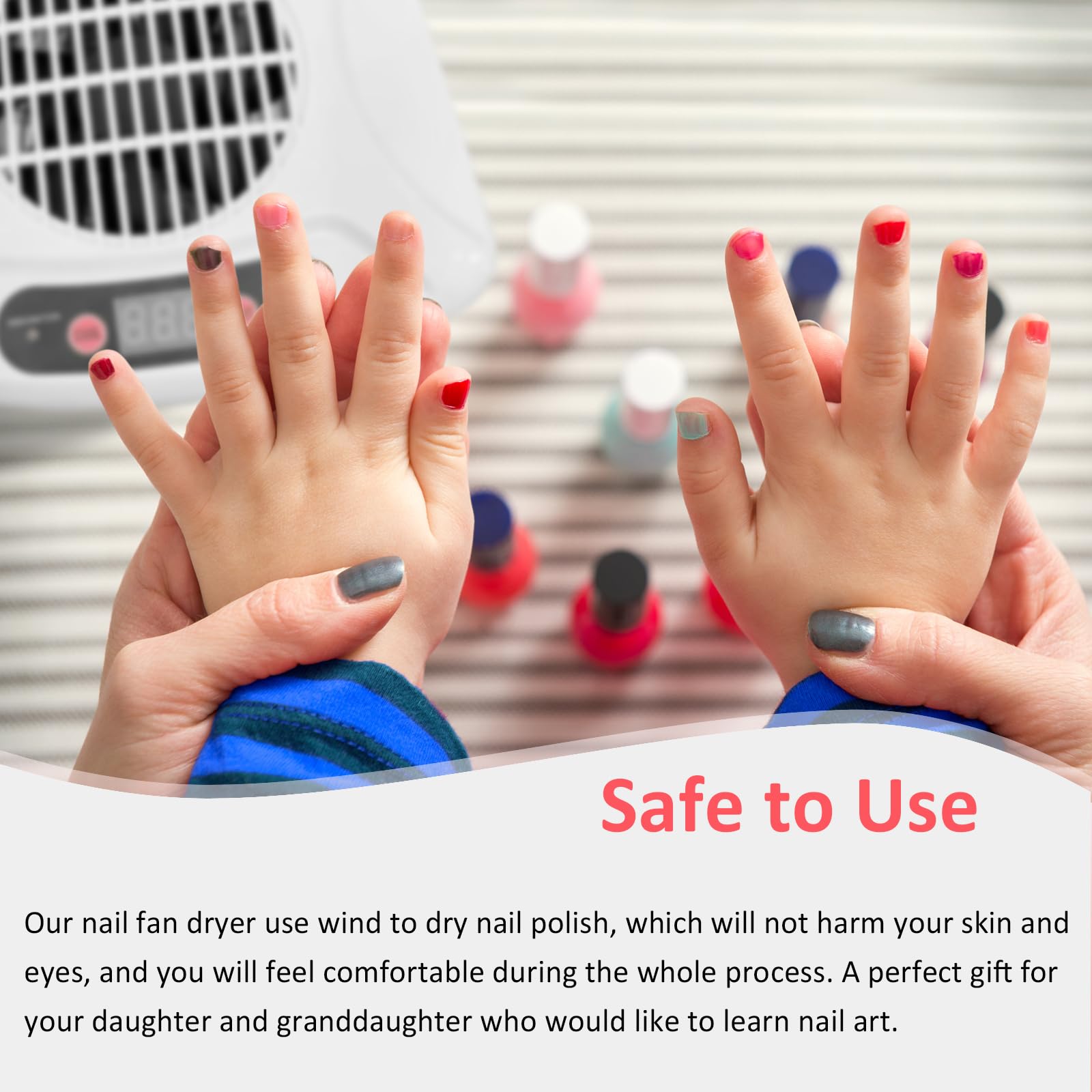 QUTUNI nail dryer hands-under-sensor demonstrates touchless operation