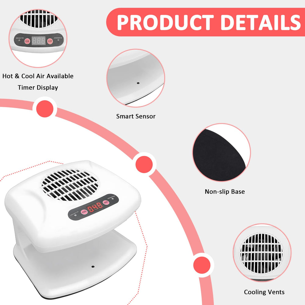 QUTUNI nail dryer hot-and-cool-air demonstrates adjustable temperature for seasonal comfort