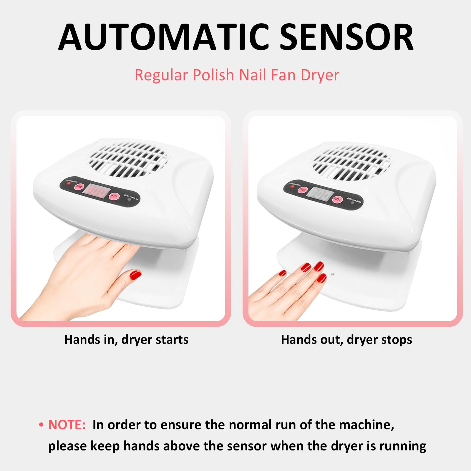 QUTUNI nail dryer top view highlights compact design for space-saving home use
