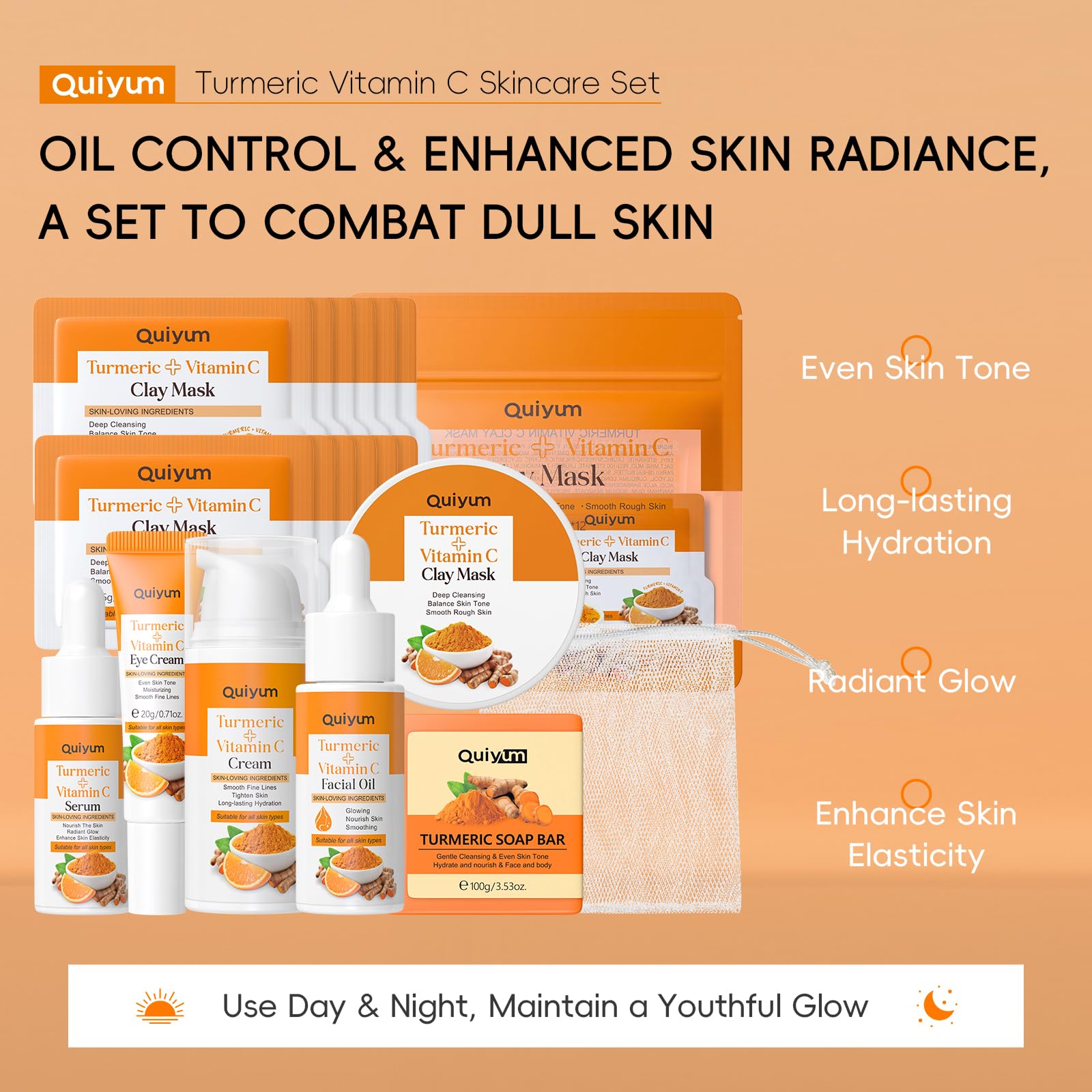 QUIYUM Eye Cream tube, targets tired eyes and brightens look