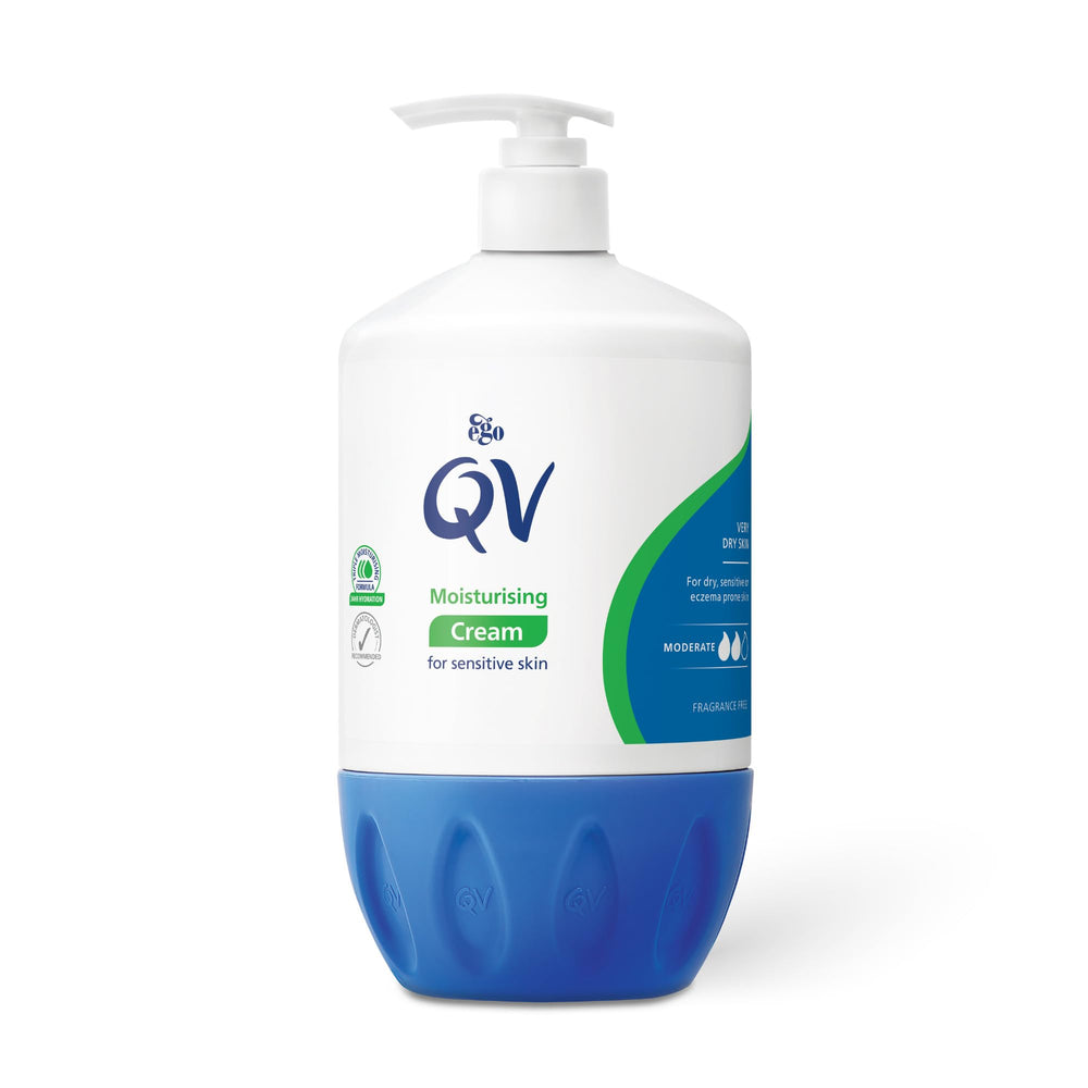 QV Cream 500g pump bottle for sensitive skin hydration.