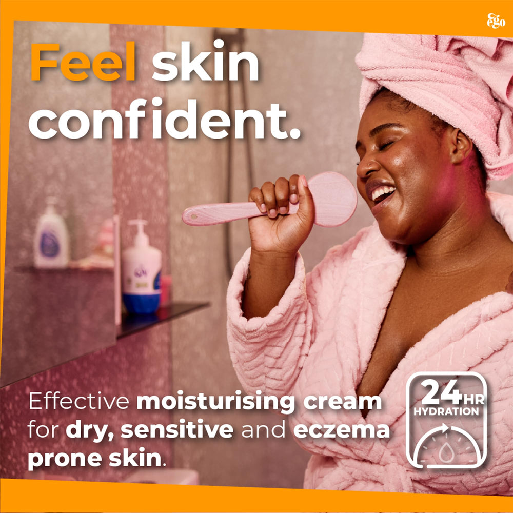 QV Cream lid off displaying rich fragrance-free formulation and smooth texture.