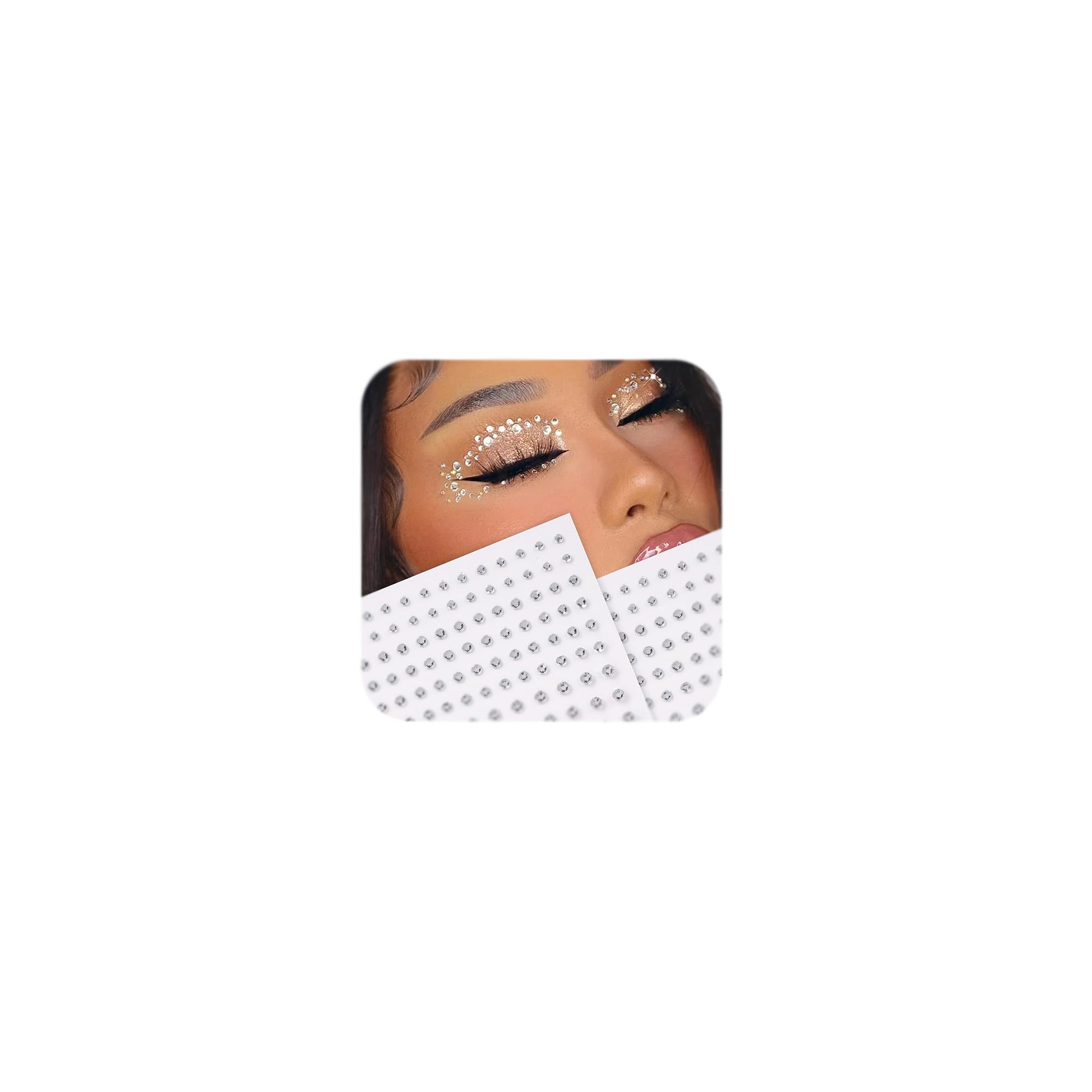 QWALIT face gems four sheets close-up showing sparkly white diamonds for facial accents