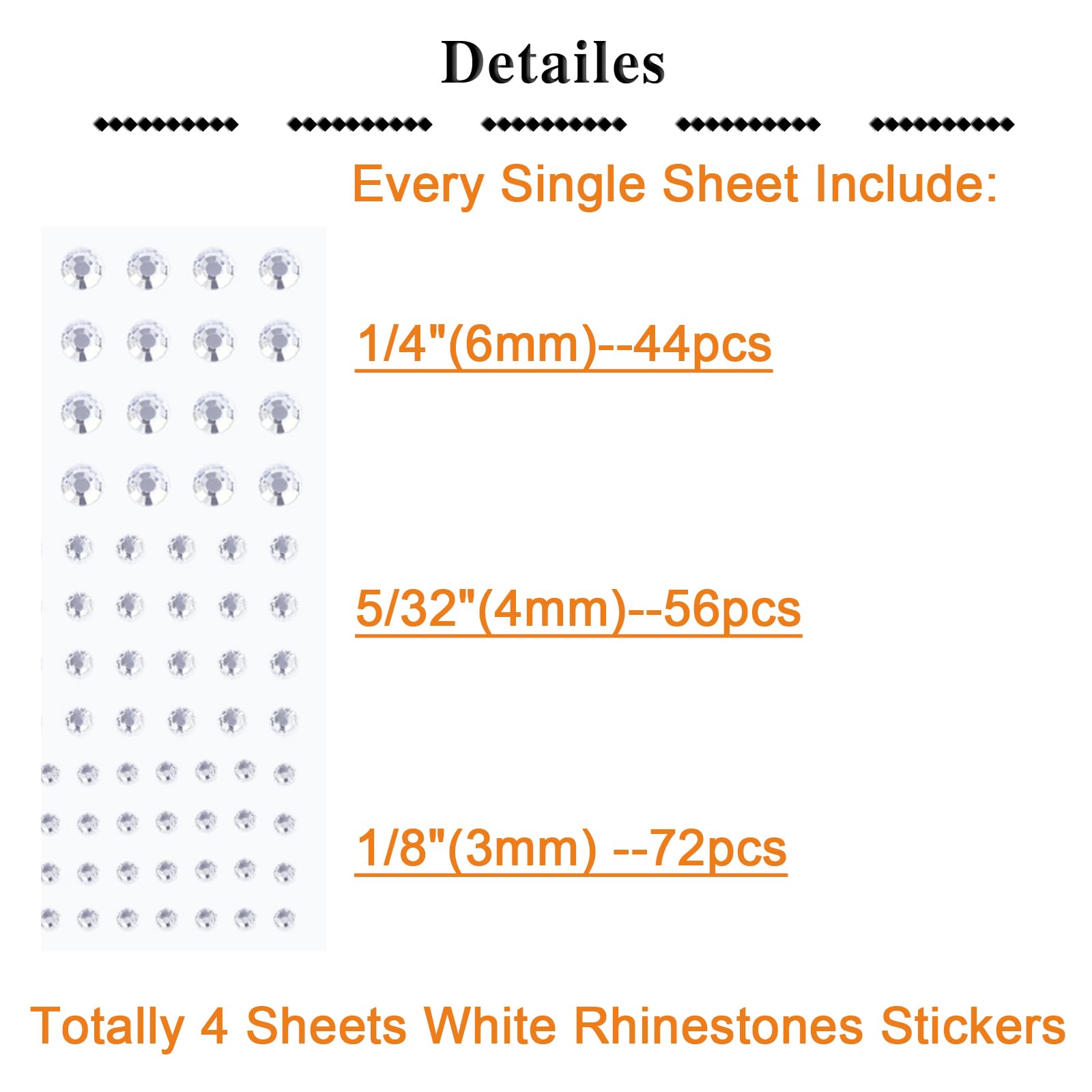 QWALIT face rhinestones close-up displays 3mm 4mm 6mm diamonds for versatile styling