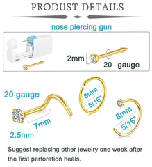 QWALIT gold nose hoops 20ga 8mm ready for stylish, secure piercings.