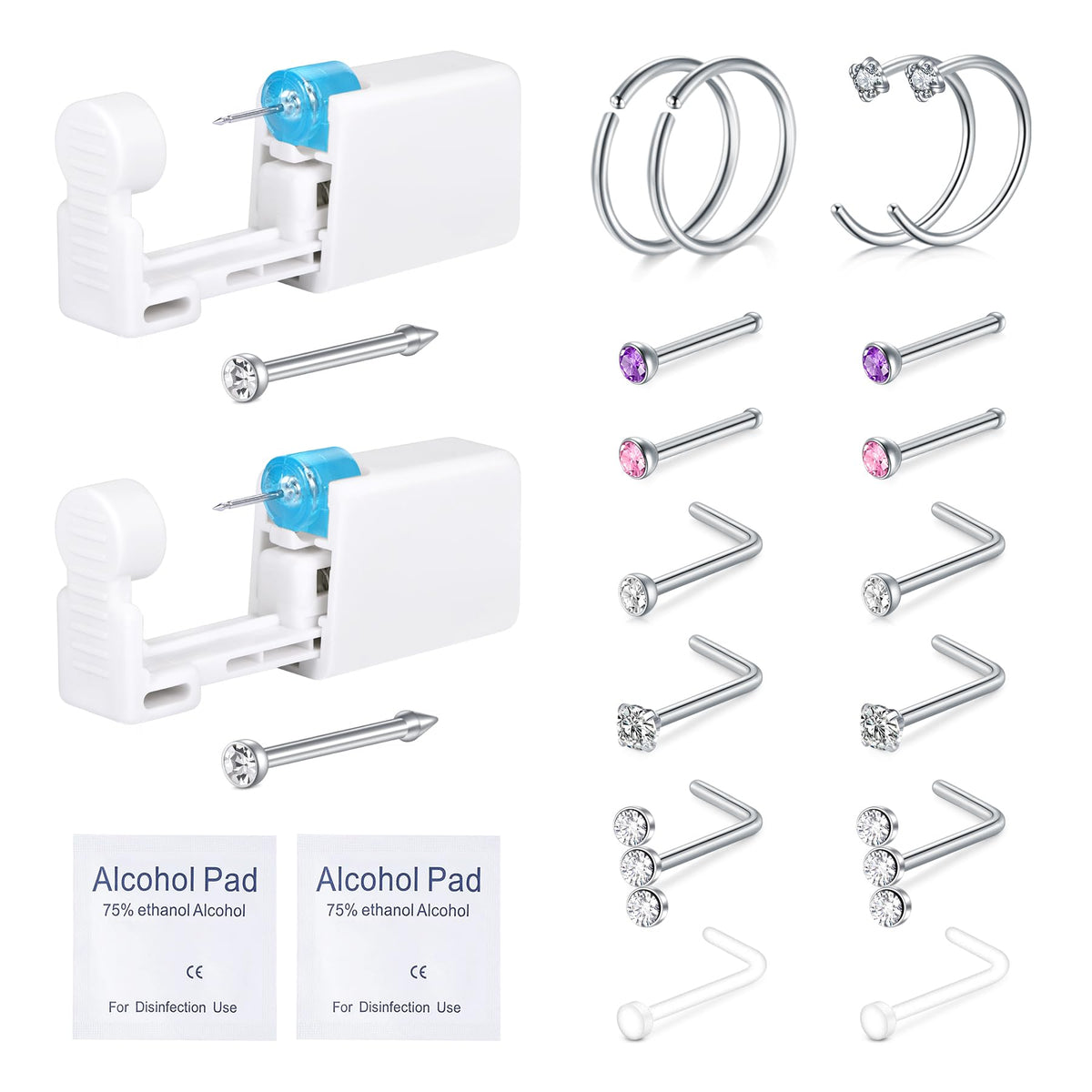 QWALIT nose piercing kit 2pcs at-home piercing precision for quick looks