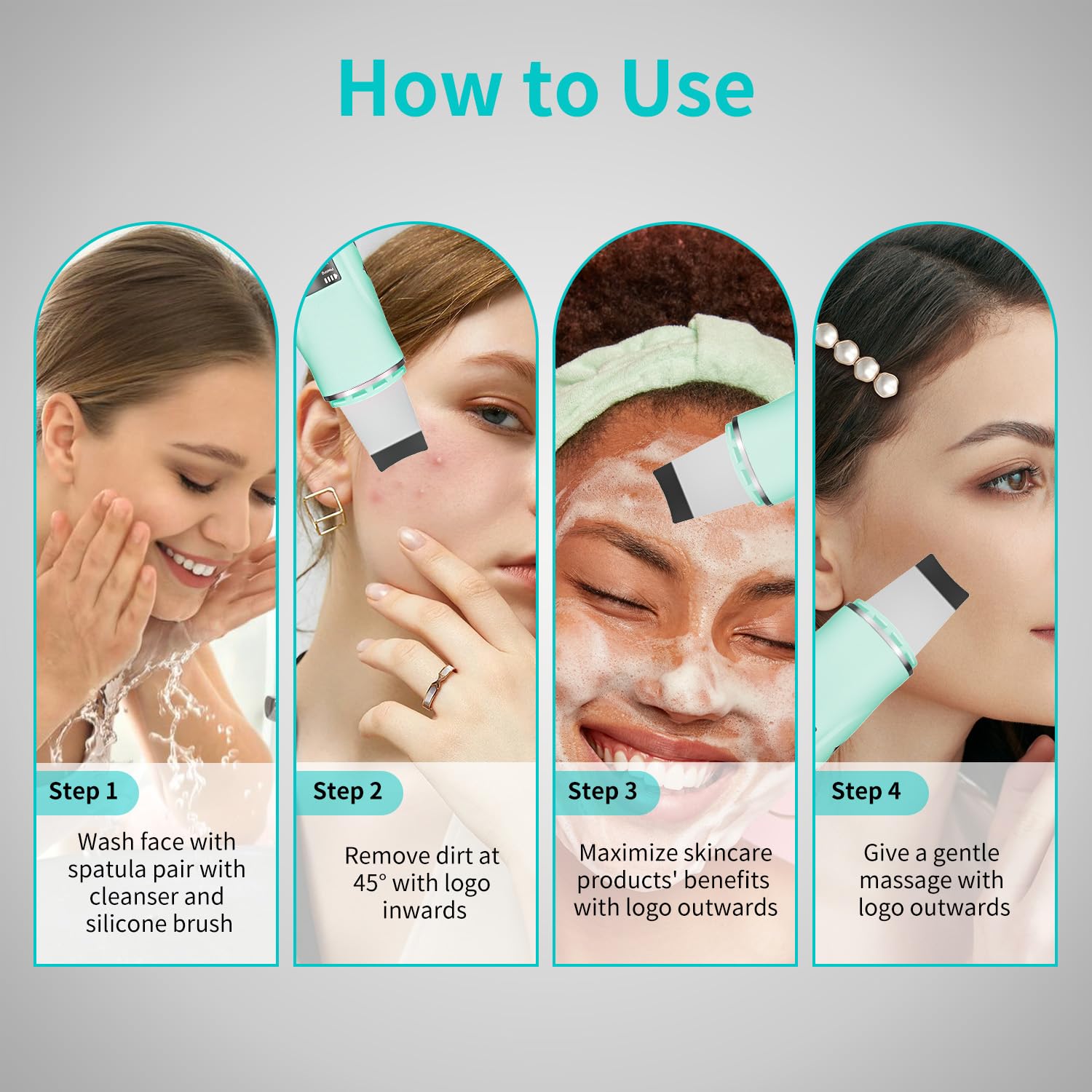 QYCSL Face Scrubber 5 minute auto shut-off supports safe, controlled sessions.