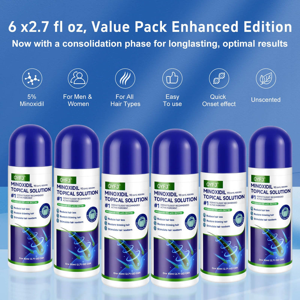 QYFJ product-use scene showing sponge application on thinning hairline for targeted treatment.