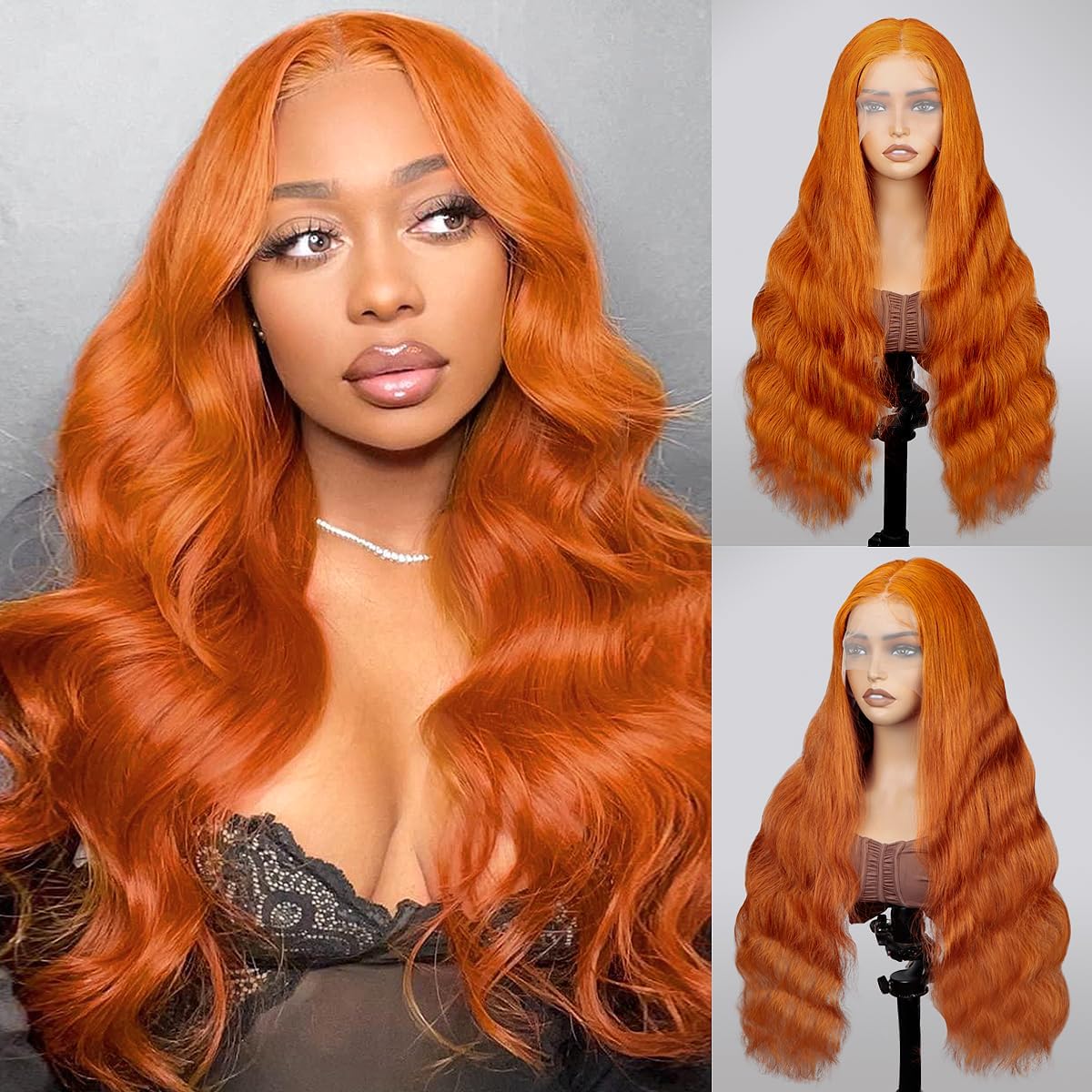 QZOQZO Ginger lace front wig pre-plucked with baby hairs for easy daily wear.