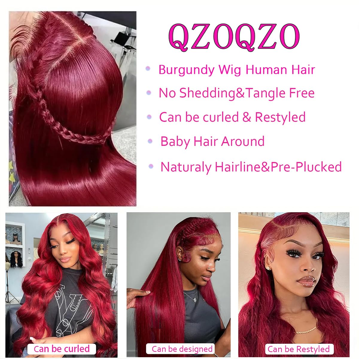 QZOQZO HD transparent Swiss lace front emphasizes breathable cap and invisible hairline.