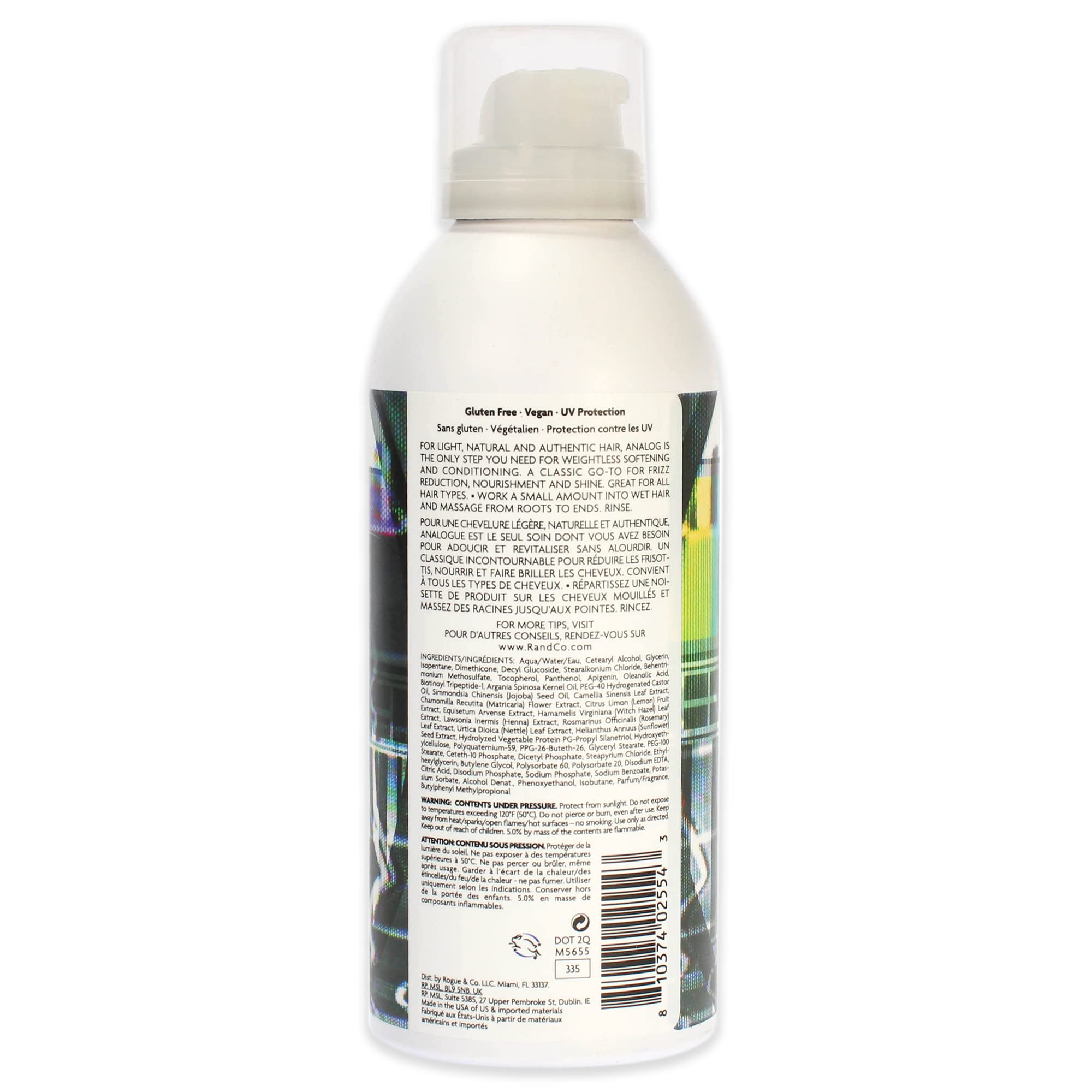 R+Co ANALOG cleansing foam cap closeup showcases nourishing formula for all hair types
