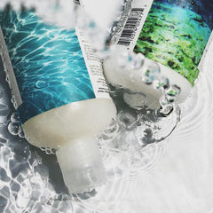 R+Co Atlantis label close-up highlighting pro-vitamin B5 benefits
