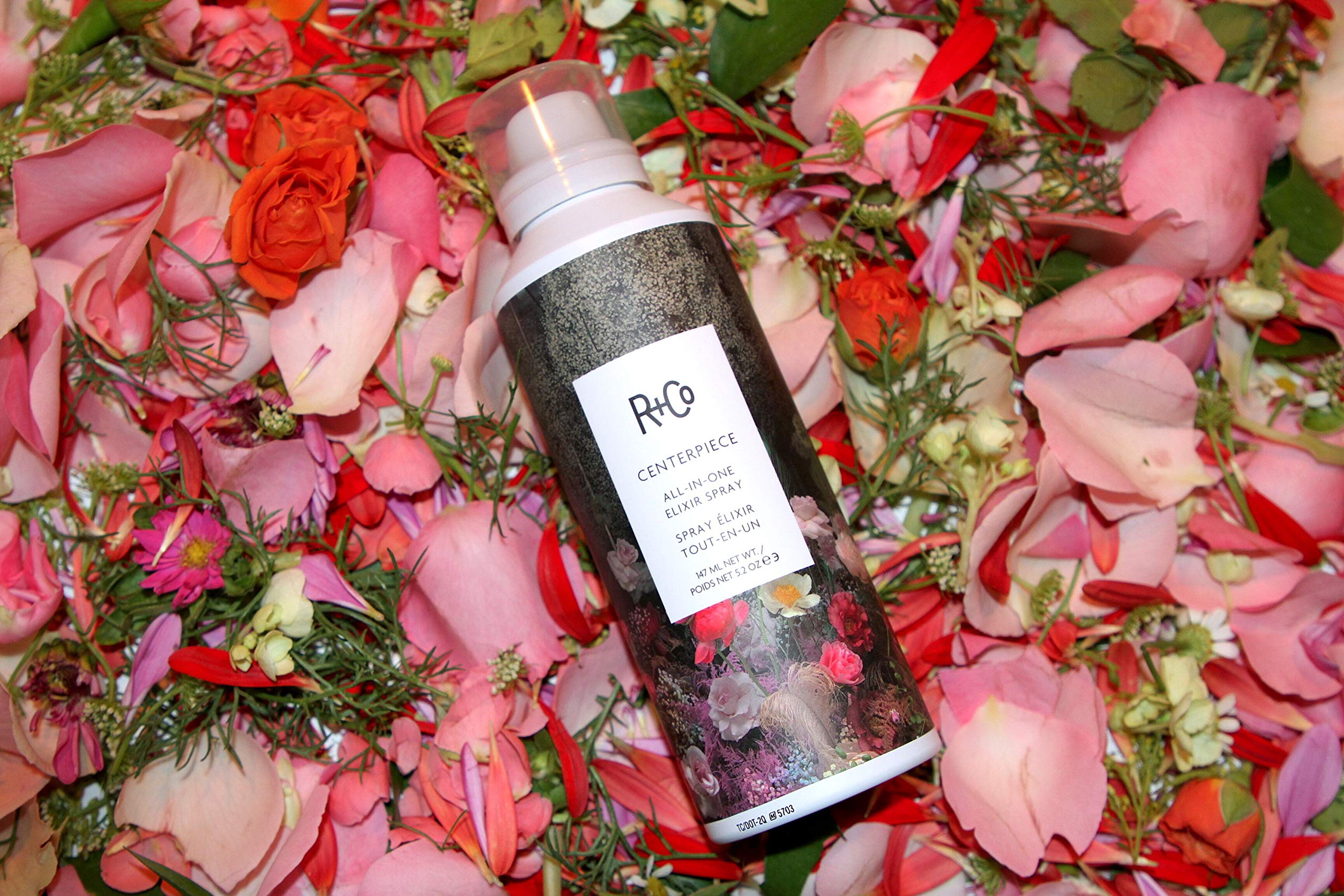 R+Co CENTERPIECE spray application demonstrates detangling and lightweight styling