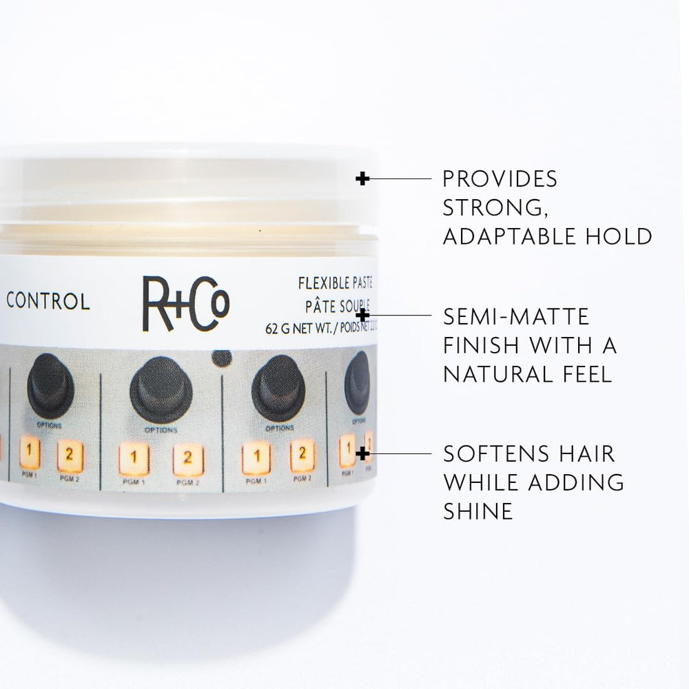 R+Co Control Flexible Paste being dispensed for easy application and texture.