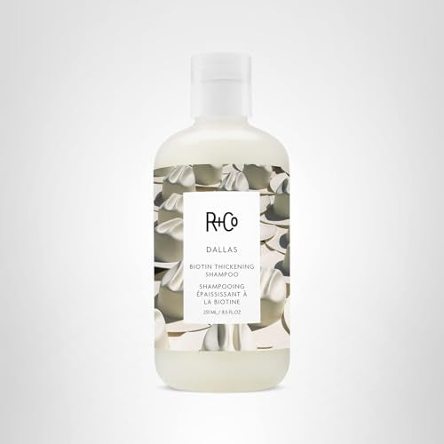 R+Co Dallas Thickening Shampoo hero shot communicates vegan, cruelty-free formulation appealing to clean beauty shoppers.