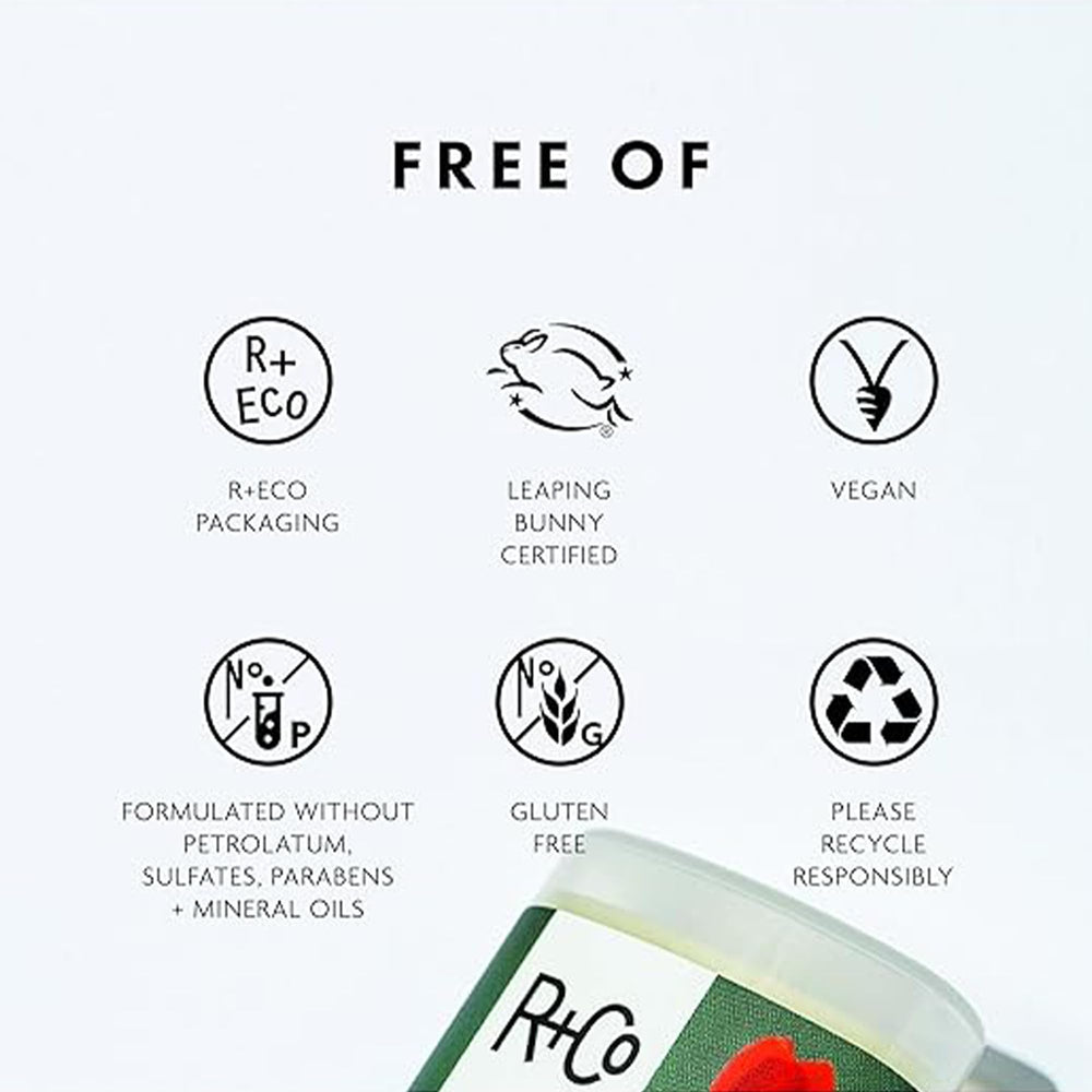 R+Co Dart Pomade Stick vegan-sulfate-free formula supports clean hair care.
