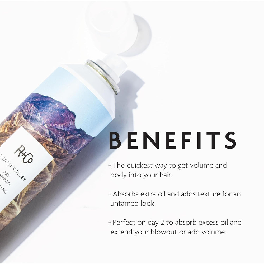 R+Co Death Valley Dry Shampoo dispense tip highlighting easy application