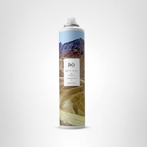 R+Co Death Valley Dry Shampoo packaging highlights vegan and paraben-free formula