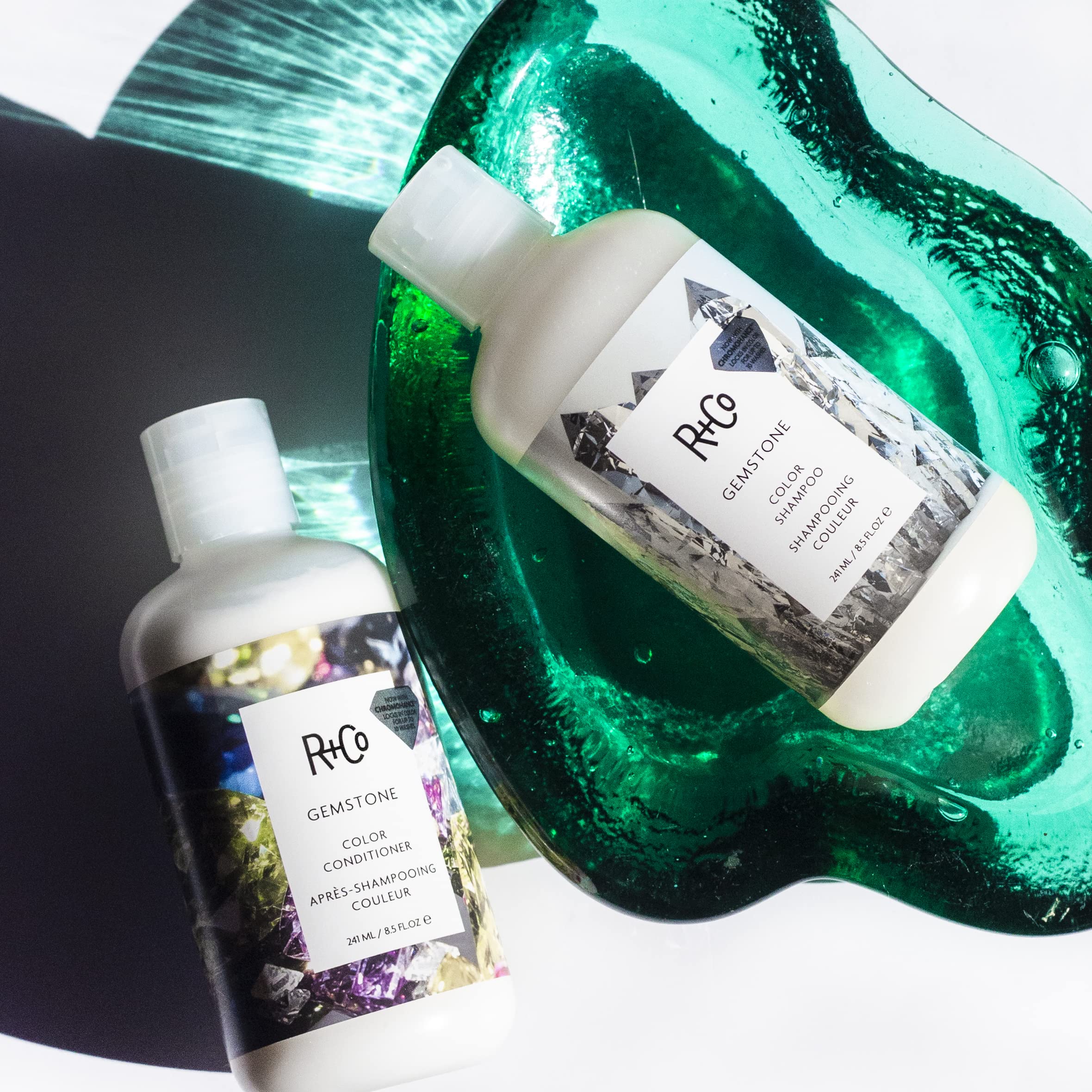 R+Co Gemstone Color Conditioner ingredients highlight nourishing scalp and hair.