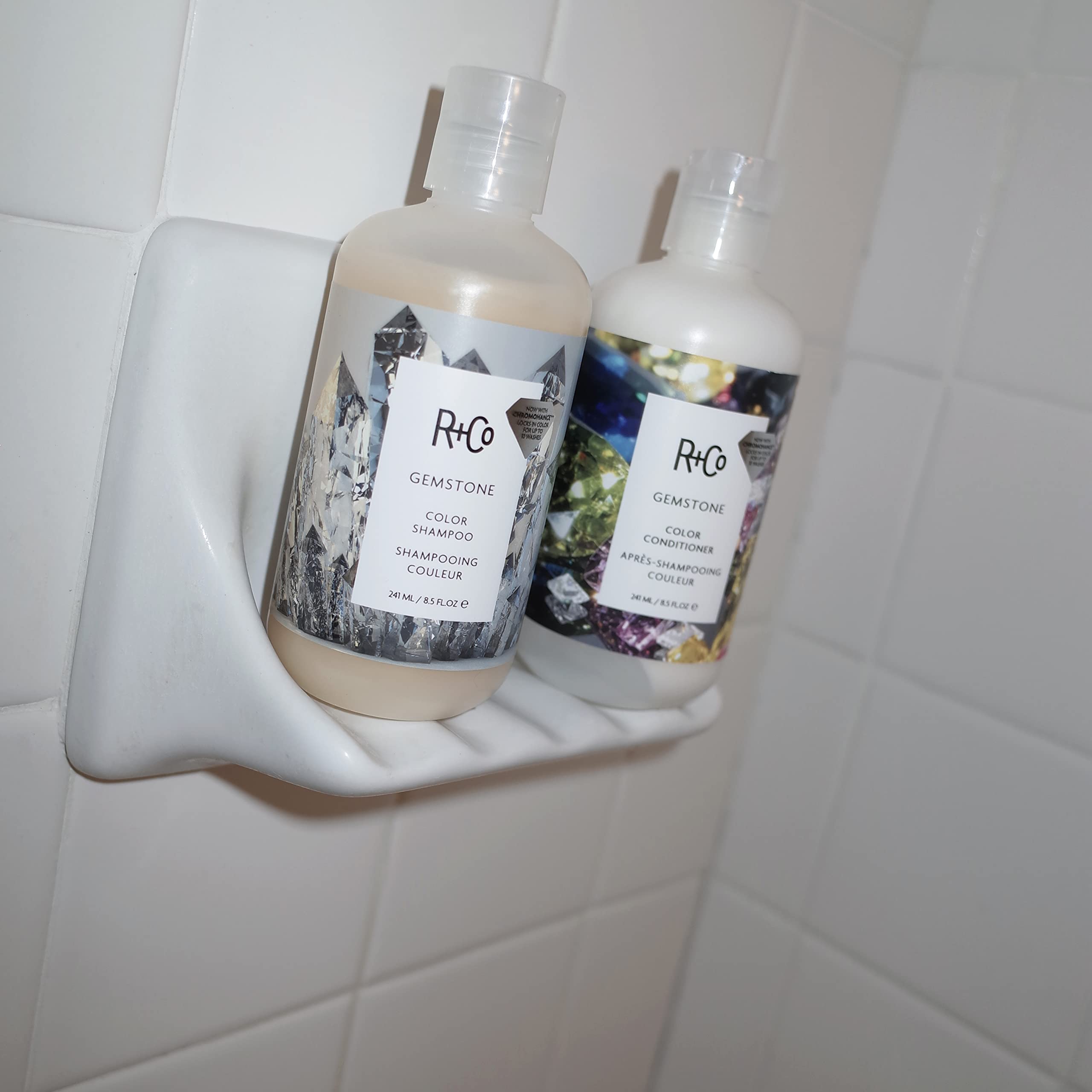 R+Co Gemstone Color Shampoo ingredients emphasizing natural benefits.
