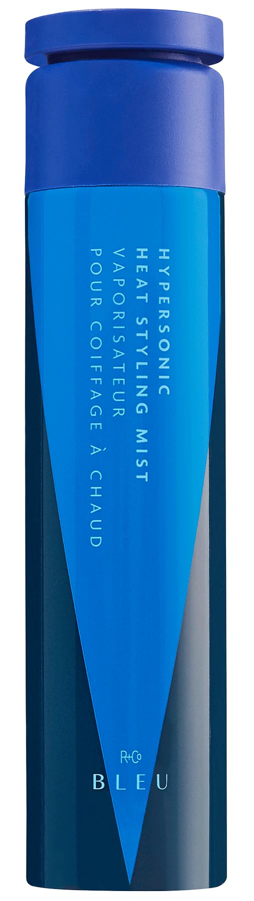 R+Co Hypersonic Heat Styling Mist bottle protects heat and adds shine.
